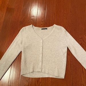 gray button up sweater